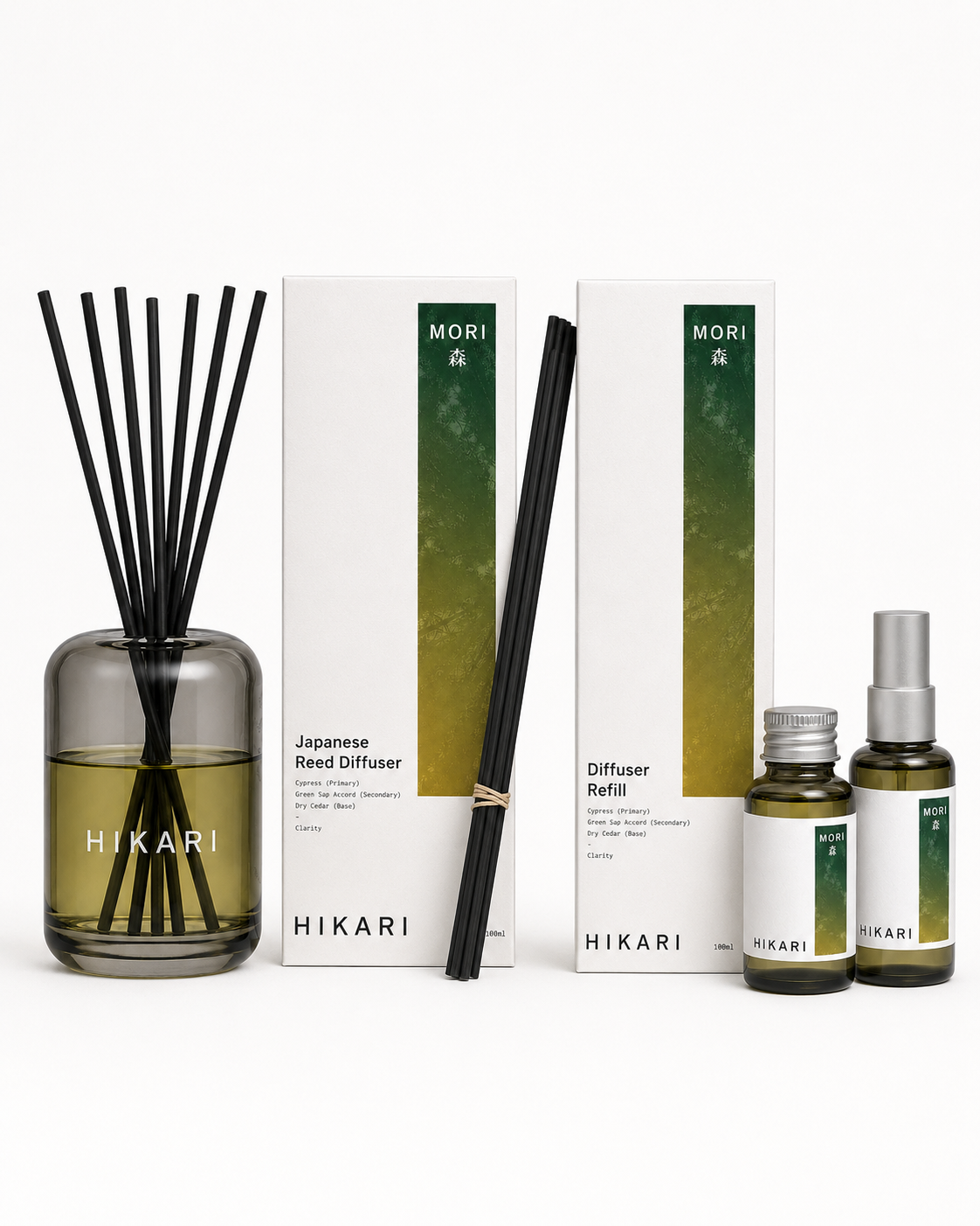 MORI - Clarity - Reed Diffuser + Refill + Room Spray System Pack