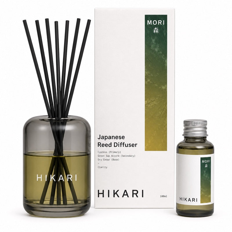 MORI reed diffuser with carton and refill bottle